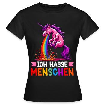 Je déteste les gens drôle licorne doigt puant - T-shirt Femme - noir - Devant - AI Model Female 172 dark (172cm)
