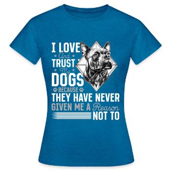 Propriétaire de chien Pitbull Terrier - T-shirt Femme - bleu saphir antique chiné - Devant - AI Model Female 172 dark (172cm)