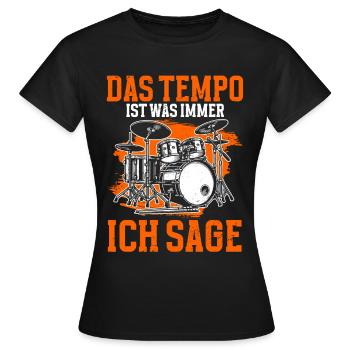 Batteur Batteur Percussion Musiciens - T-shirt Femme - noir - Devant - AI Model Female 172 dark (172cm)