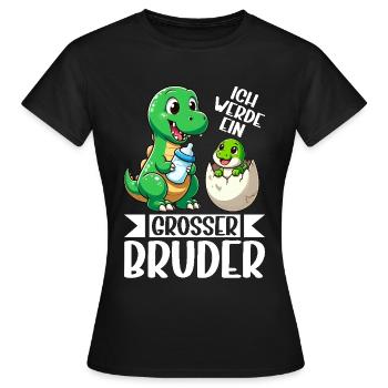 Jeg skal være storebror dinosaur ny bror - Dame-T-shirt - sort - Foran - AI Model Female 172 dark (172cm)