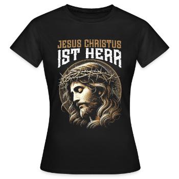 Service d’adoration des croyants catholiques chrétiens de Jésus - T-shirt Femme - noir - Devant - AI Model Female 172 dark (172cm)