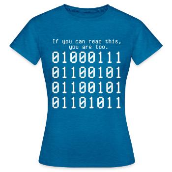 Programmierer Computercodierungssoftwareentwickler - Frauen T-Shirt - Antikblaues Saphir meliert - Vorne - AI Model Female 172 dark (172cm)
