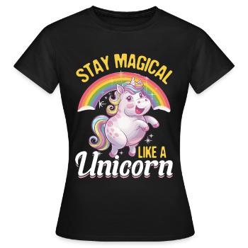 Cute Chubby Unicorn Rainbows - Women's T-Shirt - black - Front - AI Model Female 172 dark (172cm)