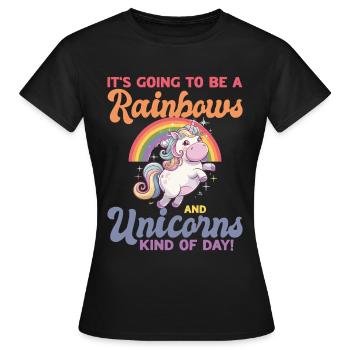 Cute Chubby Unicorn Rainbows - Women's T-Shirt - black - Front - AI Model Female 172 dark (172cm)