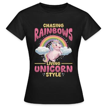 Cute Unicorn Rainbows - Frauen T-Shirt - Schwarz - Vorne - AI Model Female 172 dark (172cm)