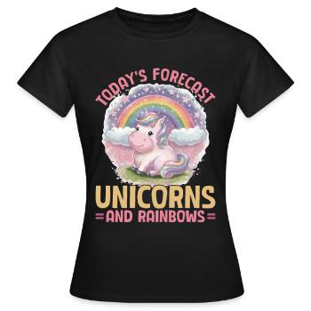 Cute Unicorn Rainbows - Frauen T-Shirt - Schwarz - Vorne - AI Model Female 172 dark (172cm)