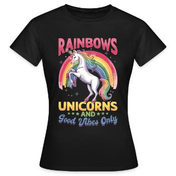 Cute Unicorn Rainbows - Frauen T-Shirt - Schwarz - Vorne - AI Model Female 172 dark (172cm)