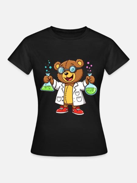 Teddybär verrückter Wissenschaftler - Dame-T-shirt - sort