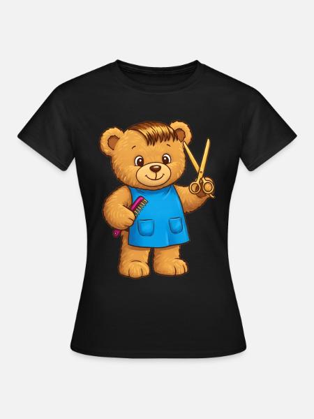 Teddybär Friseur - Frauen T-Shirt - Schwarz