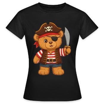 Ours en peluche Pirate - T-shirt Femme - noir - Devant - AI Model Female 172 dark (172cm)