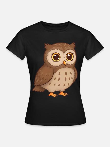 Tier Cartoon Eule - Dame-T-shirt - sort