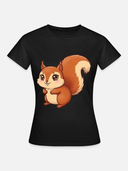 Tier Cartoon Eichhörnchen - Frauen T-Shirt - Schwarz