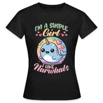 Narwhal Chibi Kawaii - Frauen T-Shirt - Schwarz - Vorne - AI Model Female 172 dark (172cm)