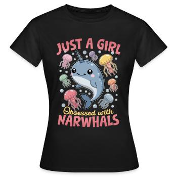 Narval Chibi Kawaii - T-shirt Femme - noir - Devant - AI Model Female 172 dark (172cm)