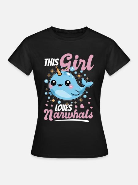 Narwhal Chibi Kawaii - Frauen T-Shirt - Schwarz