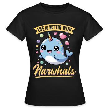 Narval Chibi Kawaii - T-shirt Femme - noir - Devant - AI Model Female 172 dark (172cm)