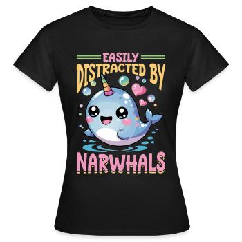 Narwhal Chibi Kawaii - Frauen T-Shirt - Schwarz - Vorne - AI Model Female 172 dark (172cm)
