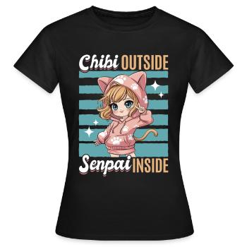 Anime Chibi Kawaii - T-shirt Femme - noir - Devant - AI Model Female 172 dark (172cm)
