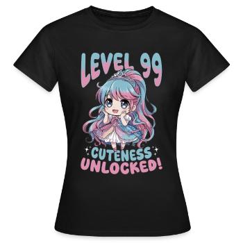 Anime Chibi Kawaii - T-shirt Femme - noir - Devant - AI Model Female 172 dark (172cm)