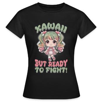 Anime Chibi Kawaii - T-shirt Femme - noir - Devant - AI Model Female 172 dark (172cm)