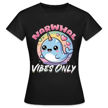 Narwhal Chibi Kawaii - Frauen T-Shirt - Schwarz - Vorne - AI Model Female 172 dark (172cm)