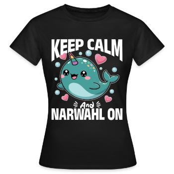 Narval Chibi Kawaii - T-shirt Femme - noir - Devant - AI Model Female 172 dark (172cm)