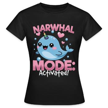 Narwhal Chibi Kawaii - Frauen T-Shirt - Schwarz - Vorne - AI Model Female 172 dark (172cm)