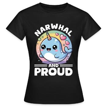 Narval Chibi Kawaii - T-shirt Femme - noir - Devant - AI Model Female 172 dark (172cm)