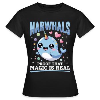 Narval Chibi Kawaii - T-shirt Femme - noir - Devant - AI Model Female 172 dark (172cm)
