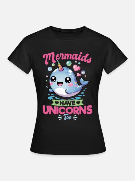 Narwhal Chibi Kawaii - Frauen T-Shirt - Schwarz