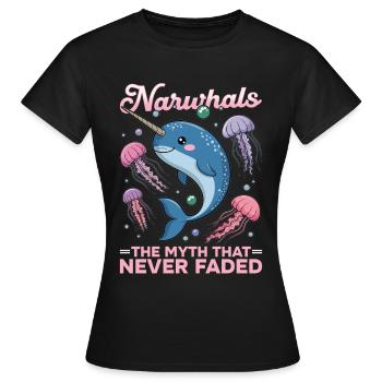 Narval Chibi Kawaii - T-shirt Femme - noir - Devant - AI Model Female 172 dark (172cm)