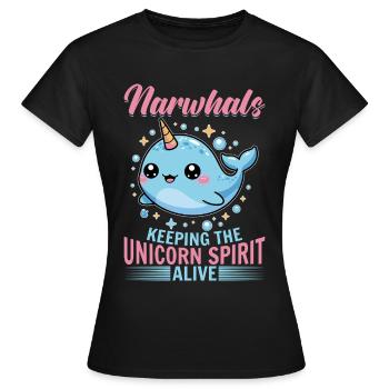 Narval Chibi Kawaii - T-shirt Femme - noir - Devant - AI Model Female 172 dark (172cm)