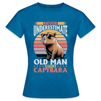Drôle de Capybara - T-shirt Femme - bleu saphir antique chiné - Devant - AI Model Female 172 dark (172cm)