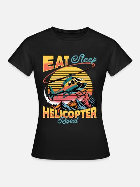 Helicopter funny Pilot - Frauen T-Shirt - Schwarz