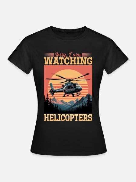 Helicopter funny Pilot - Frauen T-Shirt - Schwarz