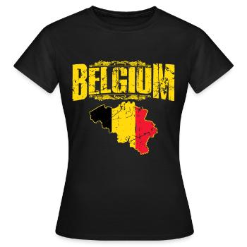 Belgique - T-shirt Femme - noir - Devant - AI Model Female 172 dark (172cm)