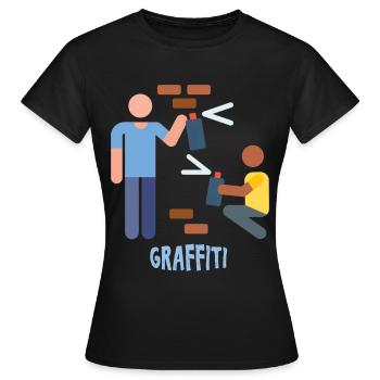 Graffitis - Graffitti - T-shirt Femme - noir - Devant - AI Model Female 172 dark (172cm)