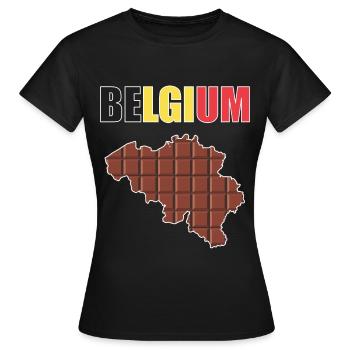 Belgique - T-shirt Femme - noir - Devant - AI Model Female 172 dark (172cm)