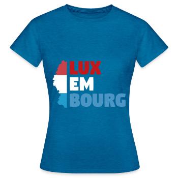 Luxembourg - T-shirt Femme - bleu saphir antique chiné - Devant - AI Model Female 172 dark (172cm)