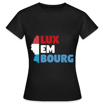 Luxembourg - T-shirt Femme - noir - Devant - AI Model Female 172 dark (172cm)