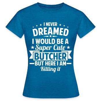 Metzger - Frauen T-Shirt - Antikblaues Saphir meliert - Vorne - AI Model Female 172 dark (172cm)