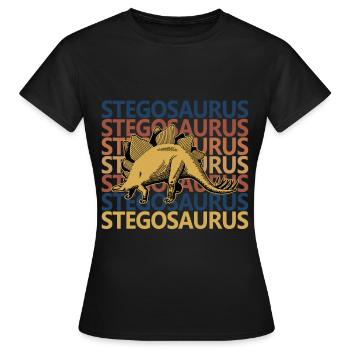Stegosaurus Dinosaur Dino - Women's T-Shirt - black - Front - AI Model Female 172 dark (172cm)