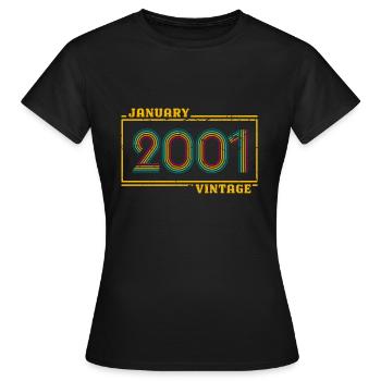 Birthday January 2001 Vintage 20 years old - Women's T-Shirt - black - Front - AI Model Female 172 dark (172cm)