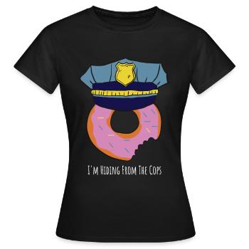 Polizei Humor Donut Polizist Geschenk - Frauen T-Shirt - Schwarz - Vorne - AI Model Female 172 dark (172cm)