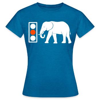 Afrikanischer Elefantenstoßzahn Zoo rotes Feuer - Frauen T-Shirt - Antikblaues Saphir meliert - Vorne - AI Model Female 172 dark (172cm)