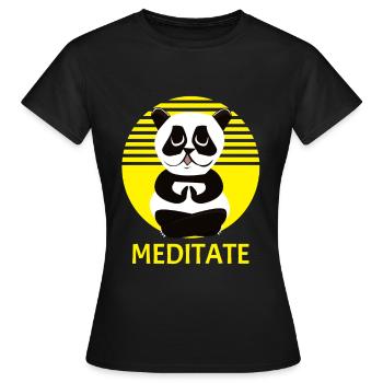 Panda Bear Meditation Meditation Meditation Spirituality - Women's T-Shirt - black - Front - AI Model Female 172 dark (172cm)