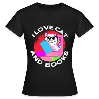 Book Rat Cat Books Bookworm - Women's T-Shirt - black - Front - AI Model Female 172 dark (172cm)