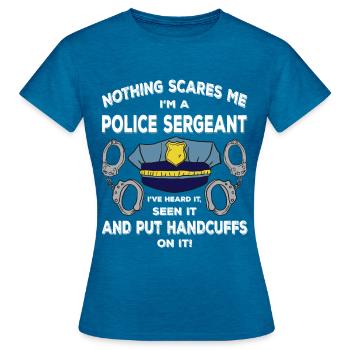 Lustiger Polizist Polizei Spruch Geschenk - Frauen T-Shirt - Antikblaues Saphir meliert - Vorne - AI Model Female 172 dark (172cm)