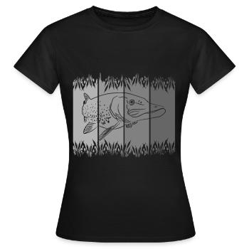 Fish - Pike - Fishing - Fishing - Fishing - Women's T-Shirt - black - Front - AI Model Female 172 dark (172cm)