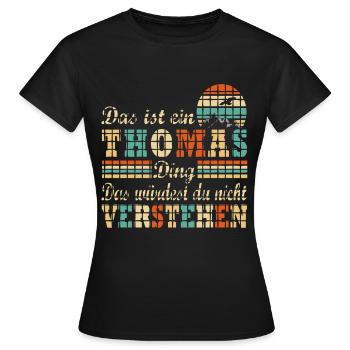 THOMAS - Frauen T-Shirt - Schwarz - Vorne - AI Model Female 172 dark (172cm)